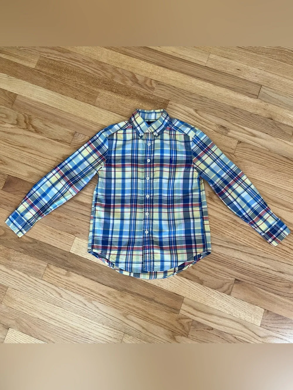Ralph Lauren Boys 100%Cotton Multicolor Plaid Button-Down Shirt Size 8